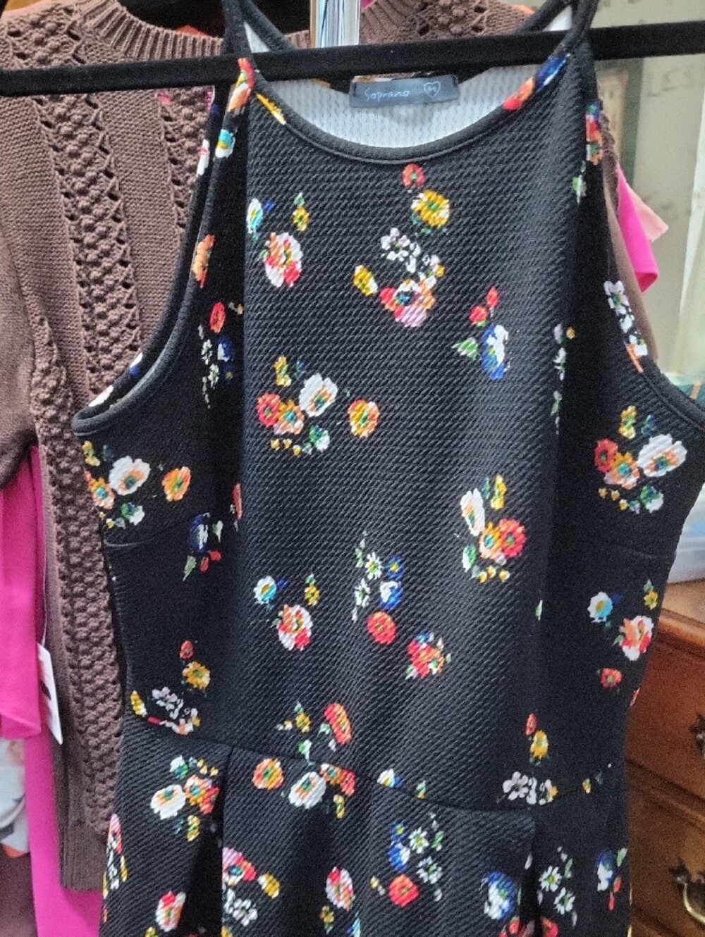 Soprano Black Floral Halter Mini Dress - Picture 3 of 5